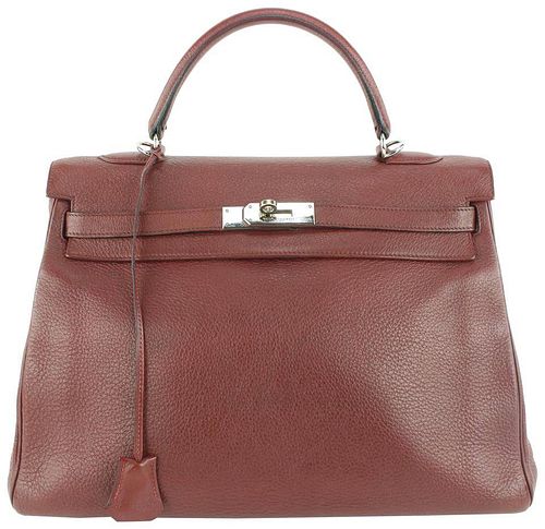 Hermes Rouge Ash Clemence Leather Kelly 35 Bag