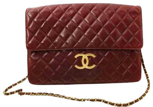Chanel Bordeaux Burgundy Quilted Leather XL Classic