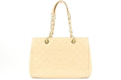 Chanel GST Beige Caviar Leather Grand Shopping Tote