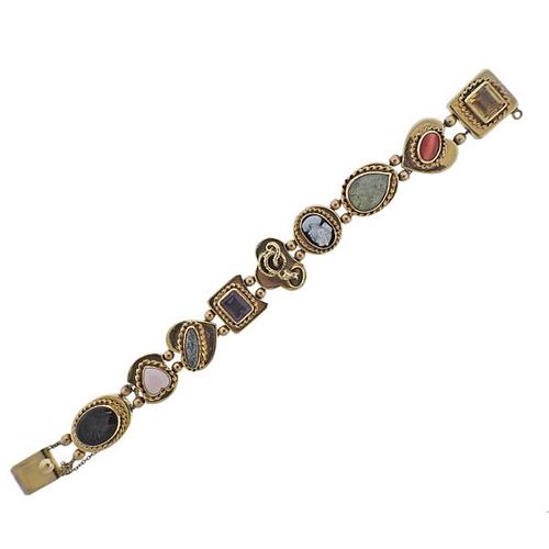 Vintage 14k Gold Multi Gem Slide Bracelet