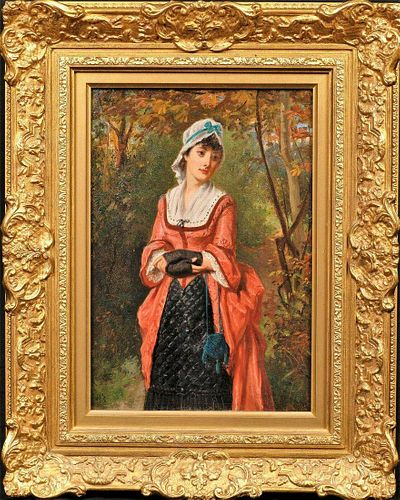 Elegant Lady In A Woodland Oil Painting