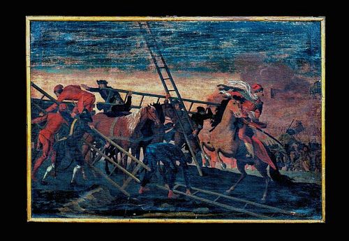 Ottoman War Battle Scene Oil Painting