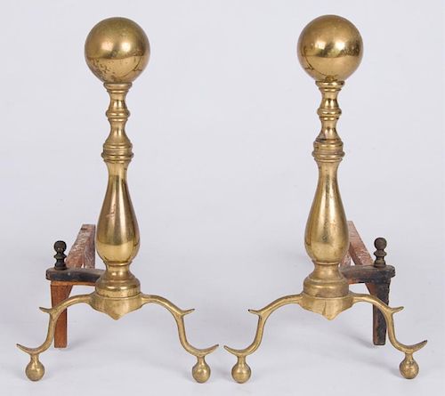 Cannon Ball Topped Andirons