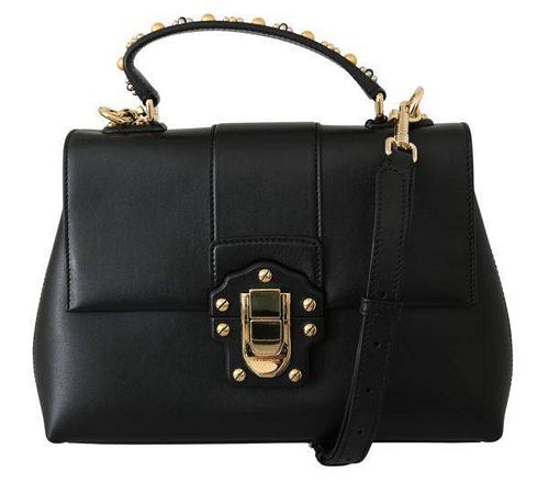 Black Leather Hand Shoulder Sling Borse LUCIA Purse Bag