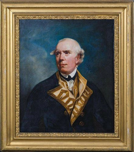 Royal Navy Portrait Admiral Barrington Oil Painting