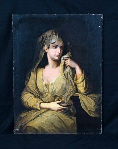 French Girl Wearing A Veil & Lamp Oil Painting