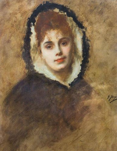 Lady Portrait Fur Hood Oil Painting