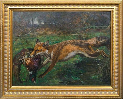 Fox & Pheasant Landscape Oil Painting