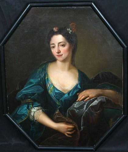 Portrait Of A Lady Silk Blue Dress Oil Painting