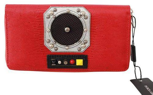 Red Zippered Continental 100% Leather Clutch Wallet