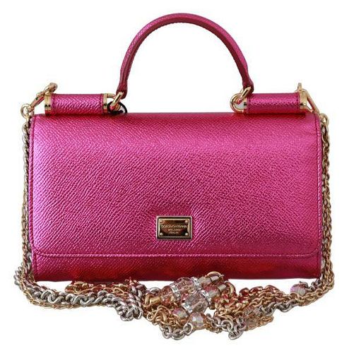 Pink Dauphine Leather Sicily VON Hand Borse Purse