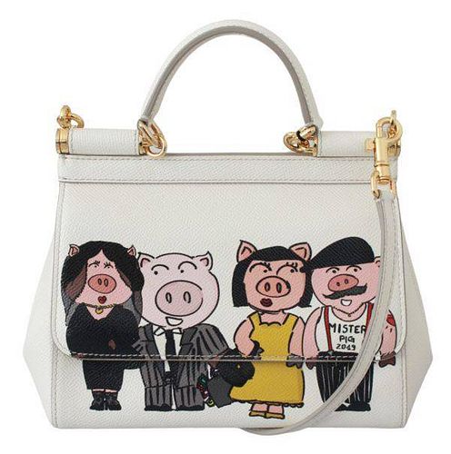 White Leather Year of the Pig Purse Borse SICILY Bag