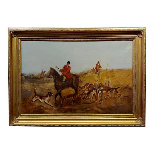 Study of a Fox Hunt Scene Oil Painting