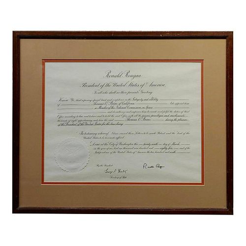 Vintage Ronald Reagan Signed Presidential Appointment