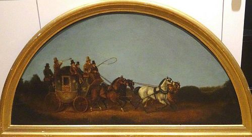 Night Carriage Coach Horses Oil Painting