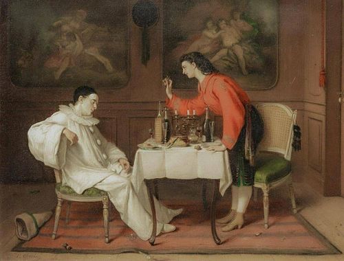 Pierrot Drunk Dinner Oil Painting