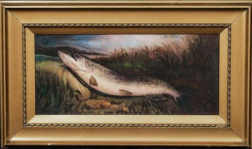 Pike Fishing Catch Study Oil Painting