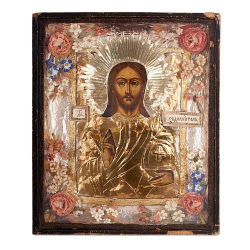ANTIQUE RUSSIAN ORTHODOX CHURCH ICON OF CHRIST