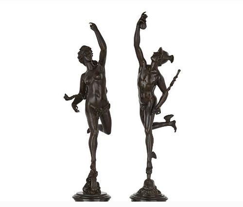 PAIR OF BRONZE FIGURES OF MERCURY AND FORTUNA AFTER
