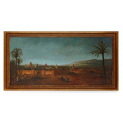 ANTIQUE ORIENTALIST OIL PAINTING OF THE WALLED CITY OF