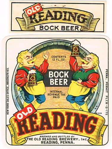 1940 Old Reading Bock Beer 12oz IRTP Label Reading, Pennsylvania