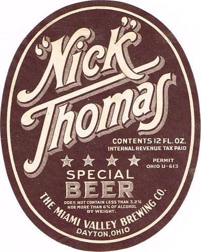 1933 Nick Thomas Special Beer 12oz OH60-14 Dayton, Ohio