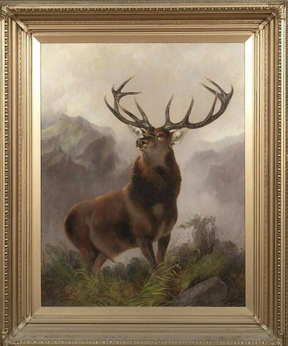 Portrait of A Stag Highlands Landscape Oil Painting
