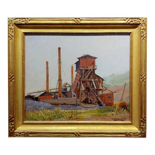 California Industrial Scene Oil Painting