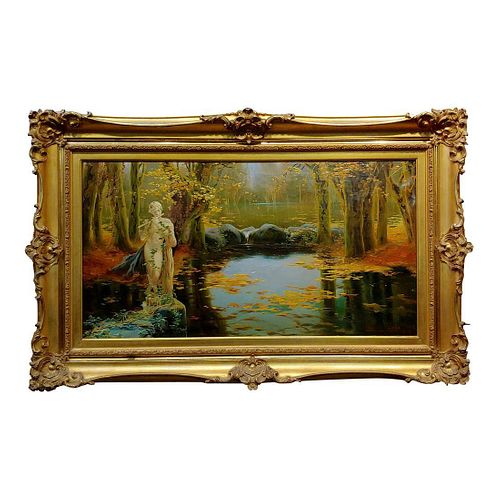 Satyr Figure Playing the Flute in the Pontine Pond OIl