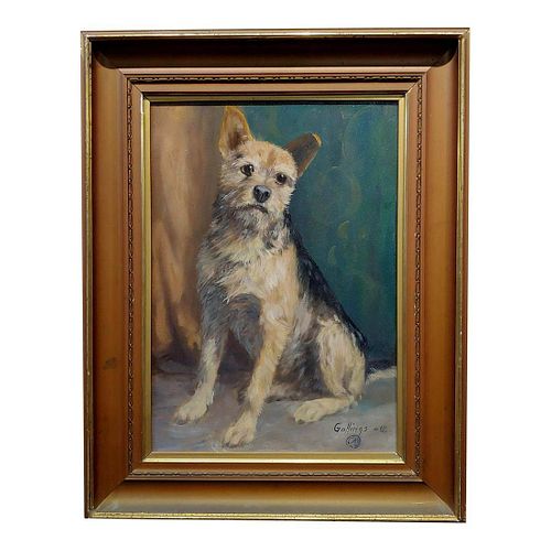 Portrait of a Cute Border Terrier Oil Painting