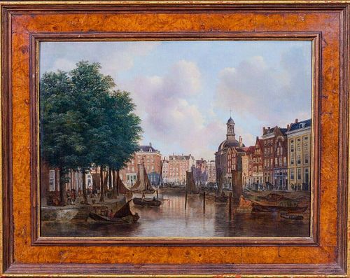 Amsterdam Harbour Street Scene Oil Painting