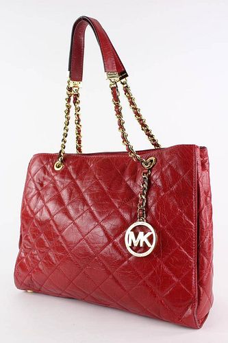 Michael Kors Quilted Red Leather MK Charm Susannah