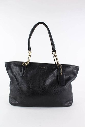 Coach Black Madison Leather East West Chain Tote Bag