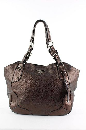 Prada Bronze Leather ChainTote Shoulder Bag