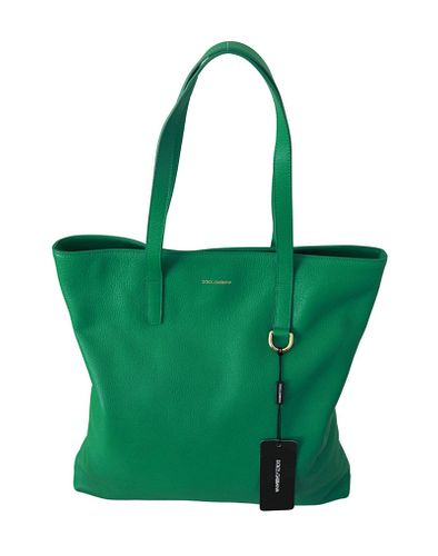 Green Shopping Borse Women Hand Tote 100% Leather Bag