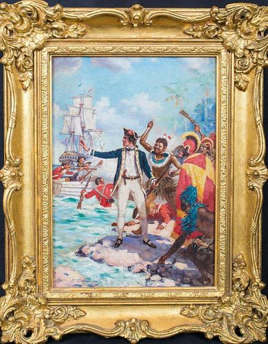 Explorer Captain James Cook In Botany Bay Oil Painting