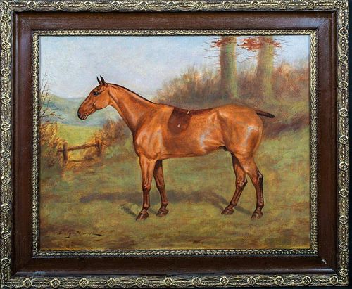 Chestnut Hunter Horse Portrait Oil Painting