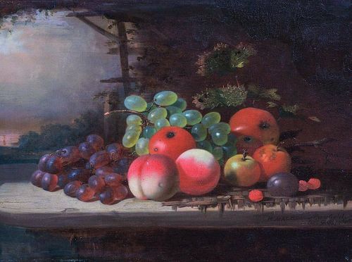Still Life Apple Peaches Oil Painting