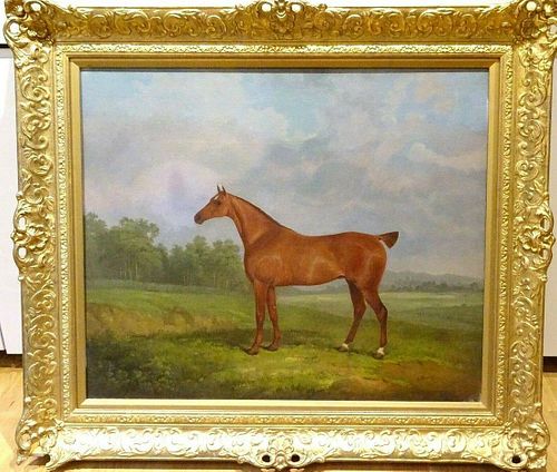 Chestnut Hunter Horse Portrait Oil Painting