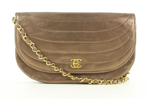 CHANEL BRONZE QUILTED MOON FLAP CHAIN BAG