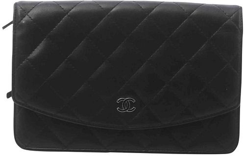 CHANEL BLACK QUILTED LAMBSKIN TIMELESS CC LARGE WALLET