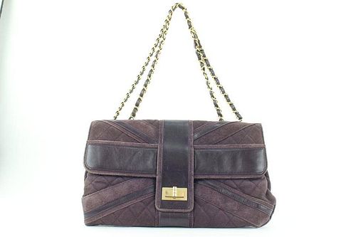 Chanel Purple Suede X Leather Jumbo Reissue Chain Flap
