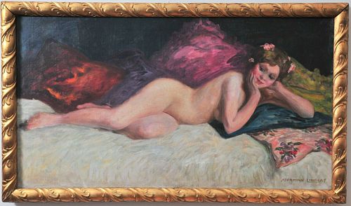 NUDE PORTRAIT OF A LADY OIL PAINTING