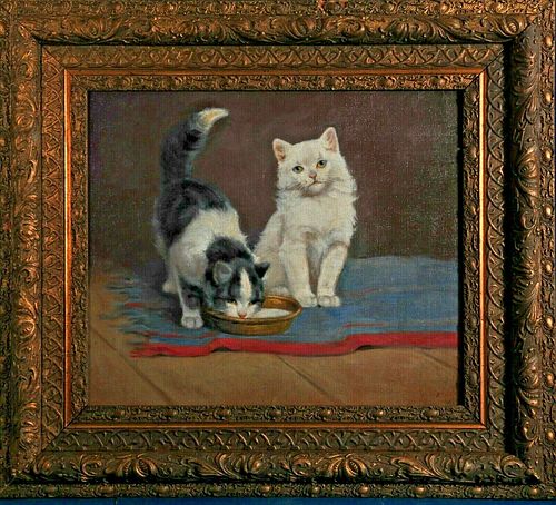 TWO CATS OIL PAINTING
