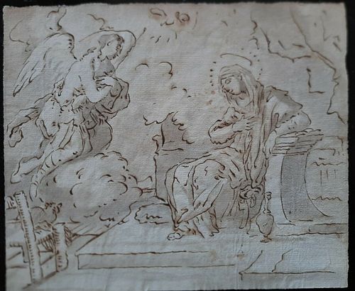THE ANNUNCIATION, OLD MASTER DRAWING