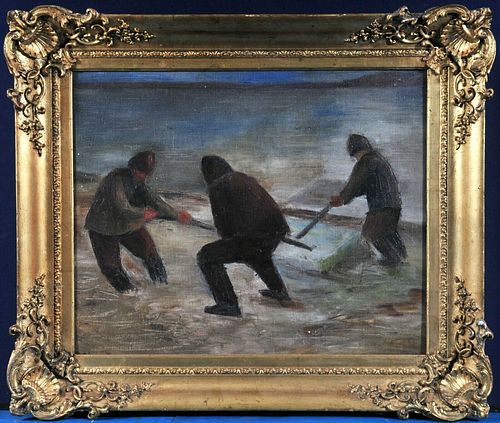 ICE CUTTERS OIL PAINTING