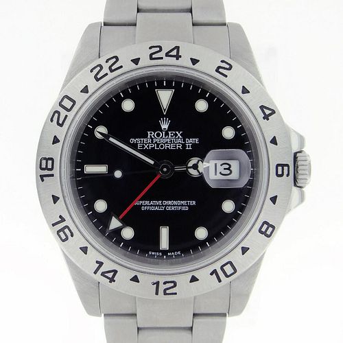 Rolex Mens Explorer II Watch Stainless Steel Black
