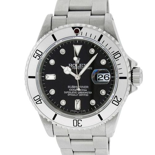 Rolex Mens Submariner 16610 Watch Stainless Steel Black