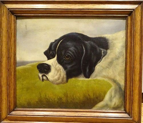 Fine 19th Century Pointer Hound Dog Portrait Antique