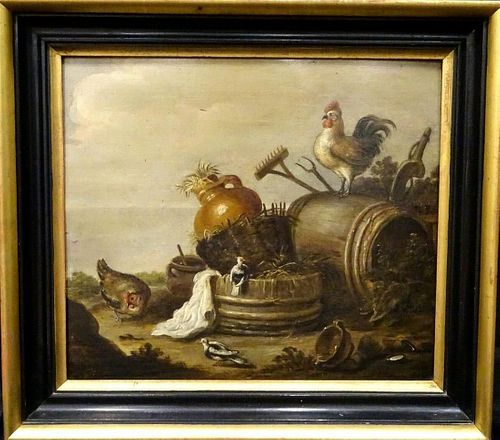 Fine 18th Century English Farm Chicken Hens & Birds